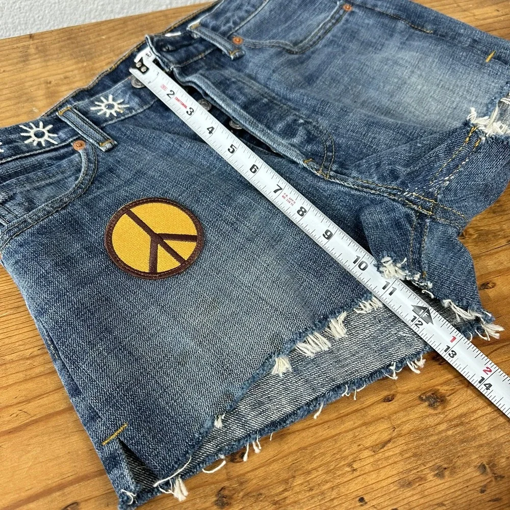 RE/DONE Levi's x Ford Jean Shorts 26 Patches Indigo Reconstructed Retail‎ $350